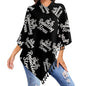 Weapon of Stress Reduction Biking Shawl Wraps for Women Printed Tassel Ponchos Oversized Soft Cape Sweater - color: Black-style