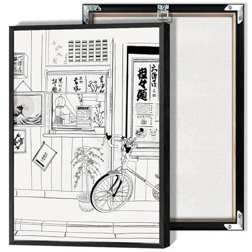 Vintage Japanese Kyoto 90s Street Poster Black And White Canvas Wall Art Japan Food Hokusai Wave Y2k Modern Prints Painting For Kitchen Home Bedroom Dorm Wall Decor 16x24in Framed - color: Street 007, size: 16"L x 24"W