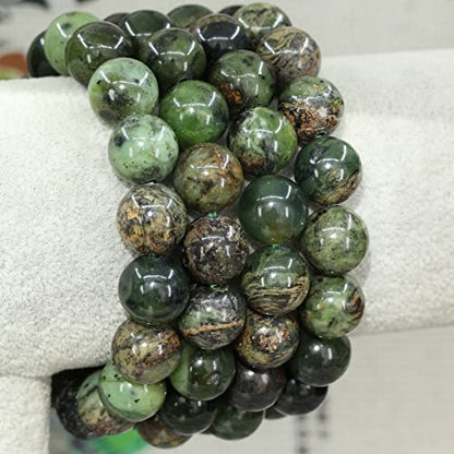 Keleny Semi Precious Stones Natural Gemstones 12mm Round Beads Crystal Stretch Bracelets 7 Inch Unisex - color: Green Australian Chrysoprase