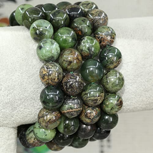Keleny Semi Precious Stones Natural Gemstones 12mm Round Beads Crystal Stretch Bracelets 7 Inch Unisex - color: Green Australian Chrysoprase