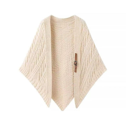 WaJuemy Pashmina Shawl Wraps for Women Cross Sweater Shawls and Wraps Cardigan Cape Front Poncho Knit Cashmere Sweater Shawl - color: 08 Ivory L