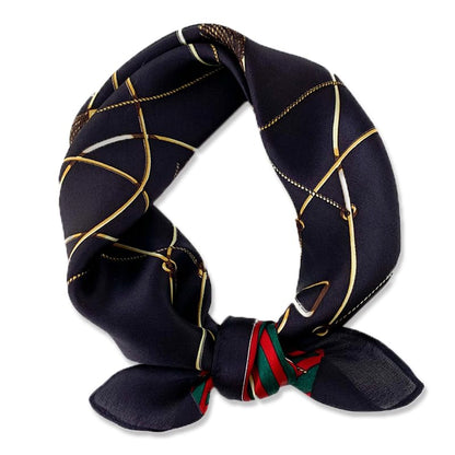 100% Mulberry Silk Neck Scarf - 21'' x 21'' Lightweight Neckerchief - Women Men Small Square Digital Printed Scarves - color: 130