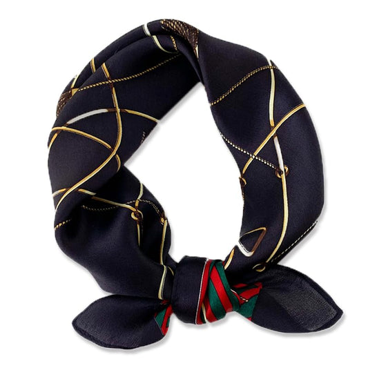 100% Mulberry Silk Neck Scarf - 21'' x 21'' Lightweight Neckerchief - Women Men Small Square Digital Printed Scarves - color: 130