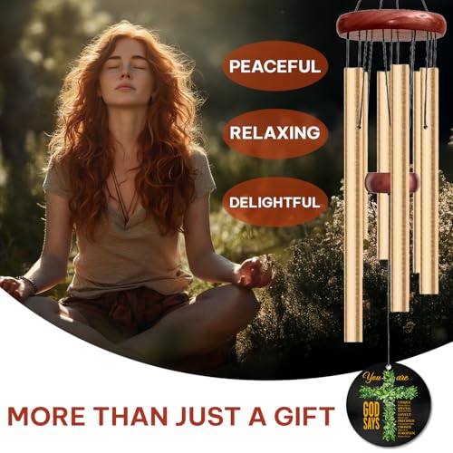 Personalized Christian Inspirational Wind Chime – “You are — God Says” Faith Cross Message – Encouraging Outdoor Wind Chimes for Prayer Garden & Home – Religious Gift for Comfort, Reflection - size: GodSayWC 1