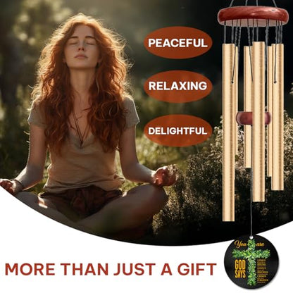 Personalized Christian Inspirational Wind Chime – “You are — God Says” Faith Cross Message – Encouraging Outdoor Wind Chimes for Prayer Garden & Home – Religious Gift for Comfort, Reflection - size: GodSayWC 1