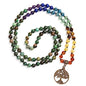 Bivei 7 Chakra 108 Mala Beads Bracelet Real Gemstone Yoga Meditation Hand Knotted Mala Prayer Bead Necklace - size: 6mm, style: Life Tree - African Turquoise