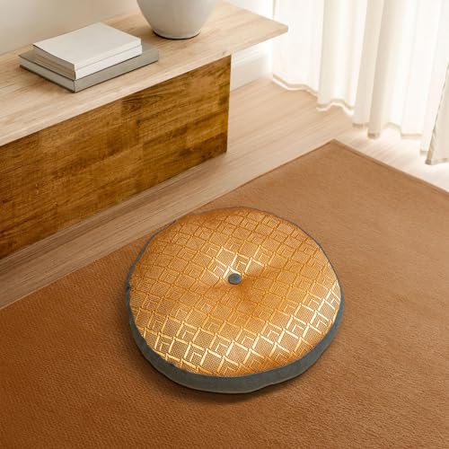 Round Meditation Pillow for and Relaxation, Dark Gray Bottom