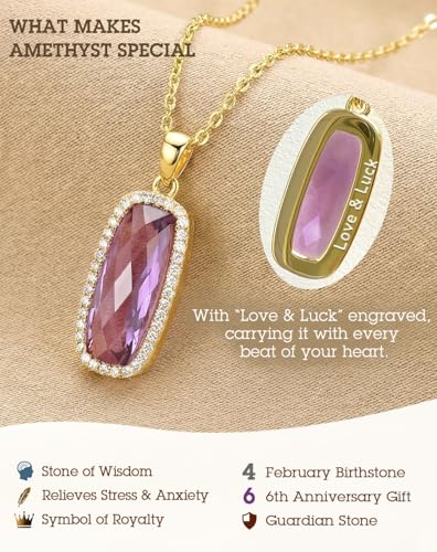 Natural Gemstone New Beginnings Birthday Graduation Gifts 925 Silver Jewelry Plated with 18K Gold Protection Necklace for Women - color: Anxiety Relief