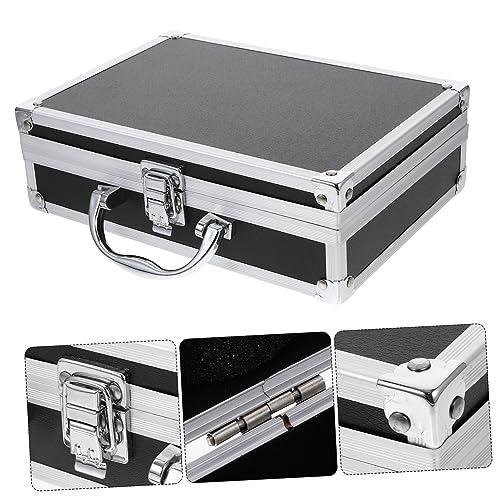 Beaupretty Handheld Aluminum Tool Case Multi Functional Briefcase with Capacity Storage for Home Office Travel Durable Hard Shell Design Convenient Carry Handle Black
