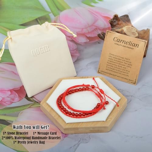 QOGIR Handmade Healing Bracelet,6mm Natural Gem Stone Bracelet rope bracelet - color: Carnelian( Vitality and Energy), size: 6mm