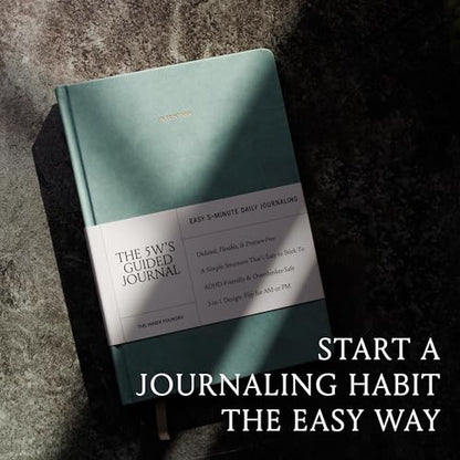 5 Minute Daily Guided Journal for Women | Low Pressure Self-Care and Wellness Journal with Prompts – 2 Sided AM & PM Entries and Brain Dump | Anxiety Relief Item & ADHD Friendly Gift - The 5W's Guided Journal - color: Duck Egg Blue