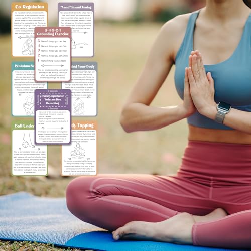 32 Pcs Somatic Therapy Exercise Cards 5.9 x 4 Inches Mindfulness Cards Coping Skills for Nervous System Regulation, Relieve Anxiety, Reconnect with Your Body, and Find Comfort