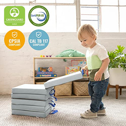 ECR4Kids SoftZone Floor Cushions, Square, Flexible Seating, Light Grey, 6-Piece - color: Light Grey