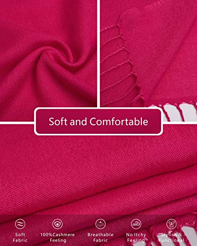 EURKEA Women's Scarf Pashmina Silky Soft Shawls Wraps Stole for Evening, Wedding and Gift - color: Fuchsia