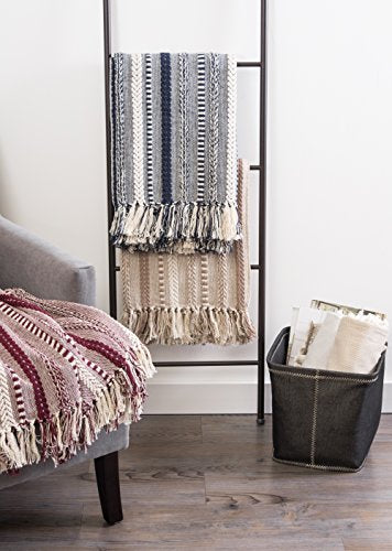 DII Braided Striped Decorative Throw Blanket, 50x60, BlackBerry - color: Blackberry