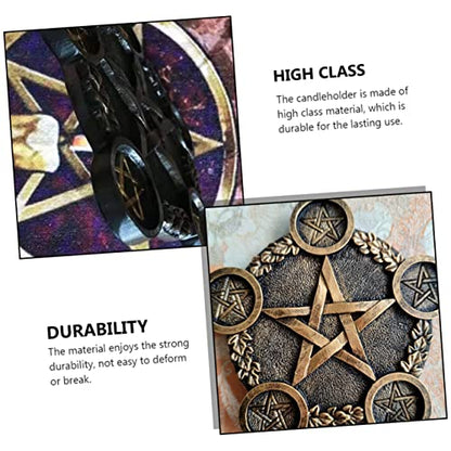 Alipis Pentacle Star Candleholder Creative Decorative Candle Base for Religious Rituals and Altar Decor Copper Finish Sacrifice Prop for Mysterious Atmosphere and Lasting Use