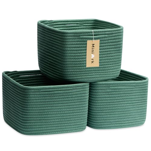 MiniArk Small Organizing Baskets for Cubes Shelf, 9.7x9.7x7.1 Inch Rope Woven Storage Bins for Nursery Shelves Storage, Cute Toy Basket, Square 3 Packs Green - color: Green, size: Square-9L (▢9.7"×9.7"×H7.1")