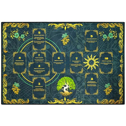 Knana Altar Cloth Golden Tree Tarot Mat Tarot Cloth for Reading with Celtic Cross Pattern