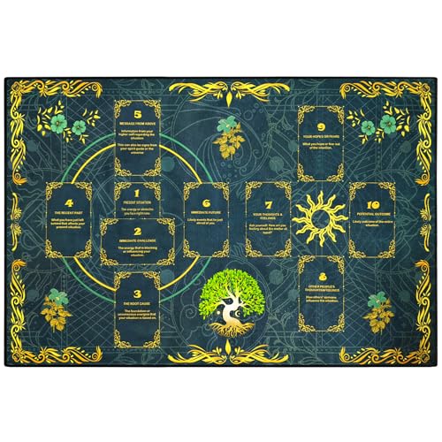 Knana Altar Cloth Golden Tree Tarot Mat Tarot Cloth for Reading with Celtic Cross Pattern