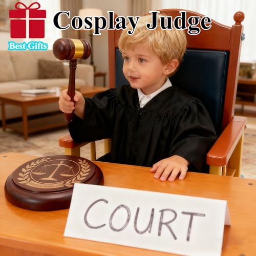 Wooden Gavel and Sound Block Set, Judge Gavel, Gavel for Meetings, Wooden Gavel for Courtroom, Hammer and Gavel Set, Mock Judges Gavel Prop, Auction Gavel ﻿2025 New ''Justice is Never Late'' - style: Carved Patterns (Upgrated)
