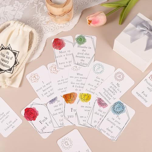 16Pcs Funny Affirmation Card Gift, Sweary Affirmation Cards,My Little Bag of Sweary Affirmation Cards, Self Encouragement Confirmation Card