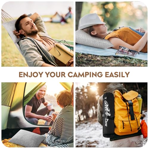 Camping Pillow Shredded Memory Foam Pillow, Compressible Travel Pillow Breathable Cover, Ideal Backpacking Airplane Hiking - color: Light Gray, size: S-16 X 12 Inch