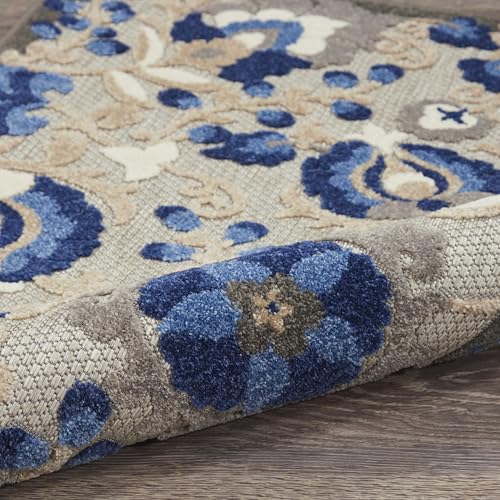 Nourison Home Aloha Natural Blue 7' x 10' Area Rug - Easy Clean, Non Shedding, Bed Room, Living Room, Dining Room, Kitchen (7' x 10') - color: Natural Blue, size: 7' x 10' (Rectangular)