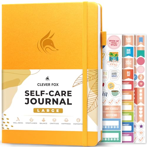 Clever Fox Self-Care Journal – Wellness & Daily Reflection Notebook – Mental Health & Personal Development Journal – Self-Care, Meditation & Mood Journal for Women & Men – Large (Amber Yellow) - color: Amber Yellow, size: Smaller Than A4 (7x10'')