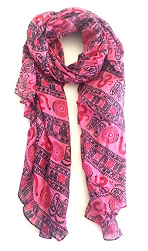 OMA Large Om Scarf Wrap Hand Block Printed Shawl For Yoga Meditation BRAND - color: Pink