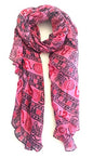 OMA Large Om Scarf Wrap Hand Block Printed Shawl For Yoga Meditation BRAND - color: Pink