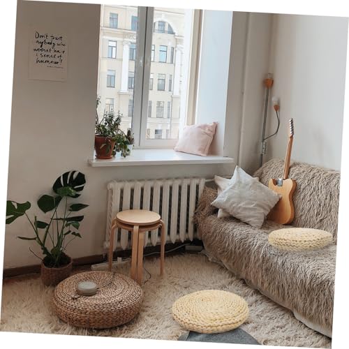 Thick Woven Meditation Cushion Mat Handmade Straw Tatami Floor Pad for Yoga Comfortable Seating for Home Meditation and Relaxation