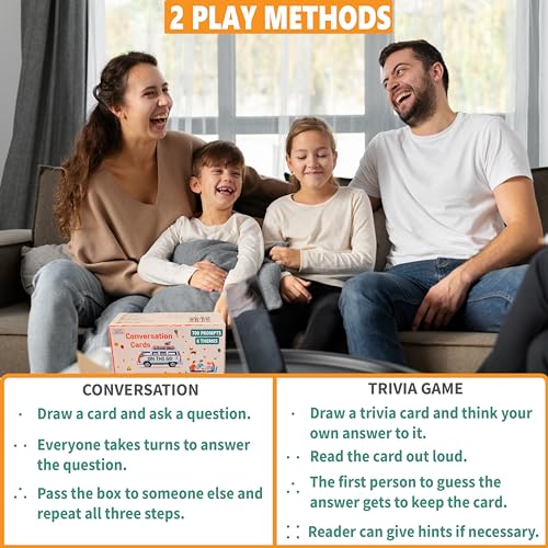 GRANDLMOON 700 Prompts 6 Themes Conversation Cards and Trivia Game Fun for Adults and Kids - Perfect for Family Dinners, Road Trips, and More! (5” X 2” X 2”)