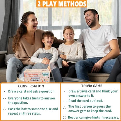 GRANDLMOON 700 Prompts 6 Themes Conversation Cards and Trivia Game Fun for Adults and Kids - Perfect for Family Dinners, Road Trips, and More! (5” X 2” X 2”)