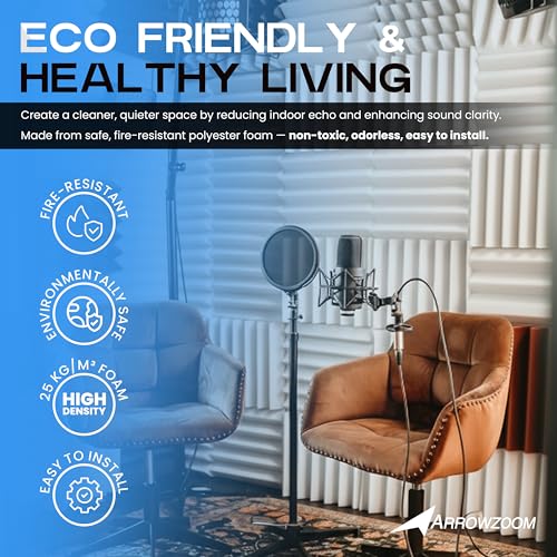 24 Acoustic Panels Wedge Sound Absorbing Acoustic Treatment Tiles 10x10x1inches Studio Noise Cancellation 26kg/m3 High Density Acoustical Walls Dampening Foam Fire Retardant AZ1134 White - color: Pearl White, size: 24 Pieces - 10x10x2 in