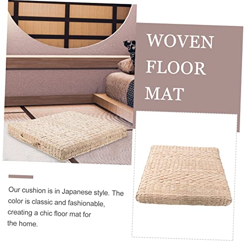 PRETYZOOM Handmade Straw Seat Mat Yoga Meditation Pad Decorative Floor Pillow Indoor Welcome Mat