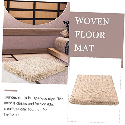 PRETYZOOM Handmade Straw Seat Mat Yoga Meditation Pad Decorative Floor Pillow Indoor Welcome Mat