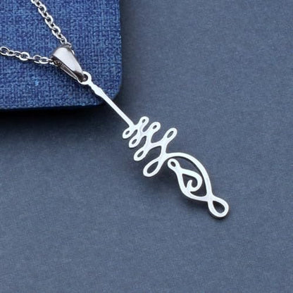 Unalome Flower Necklace Spiritual Symbol Pendant Necklace Meditation Jewelry - style: spiritual necklace