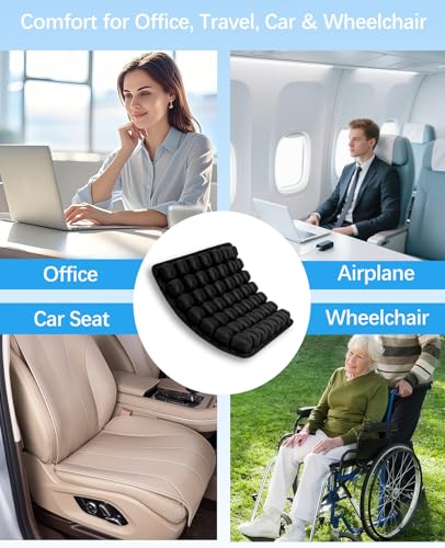 Inflatable Seat Cushion, Airplane Seat Cushion for Long Flights – Breathable 3D Air Cell Cushion，Suitable for Long Flights Office, Wheelchair, Cars,Easy to Carry,Charcoal - color: Charcoal