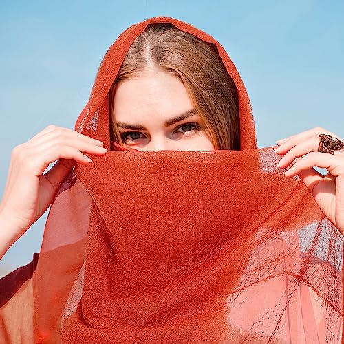 Geyoga 6 Pcs Women Scarf Shawl Hijab Scarves Cotton Crinkle Hijab for Women Blend Shawl Crinkle Wrap Head for Seasons - color: Vivid Colors