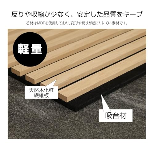 Fuji Boeki 40965 Wooden Sound Absorbing Wall Panel, Soundproofing, Width 15.9 x Depth 0.7 x Height 31.5 inches (40.5 x 1.8 x 80 cm), Natural - color: Natural