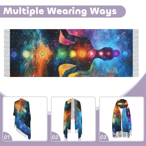 Meditating Cosmic Psychedelic Classic Scarf Soft Shawl Wraps for Women Warm Winter Accessories