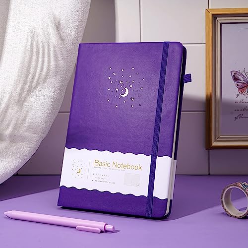 CAGIE Lined Journal Notebook for Work, Hardcover Notebook Journal with Pen Loop, A5 Notebook Journal Cover, Medium 5.7" x 8.3", (Purple Ruled), Gifts - color: 01 Purple
