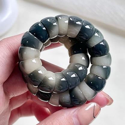 MUDI Bracelet For Women, Bodhi Seed Beads Bracelets Fidget Healing Energy Protection Stretch to My Man Jewelry Gift - color: Oval Ink White