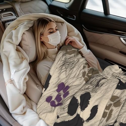 Flannel Throw Blanket 40x30 Inch, Dog Paws Print 2 Prints Anti-Pilling Warm Fuzzy Blankets for Bed Sofa Couch Travel - color: Dog Paws Print 2, size: 40x30 Inch