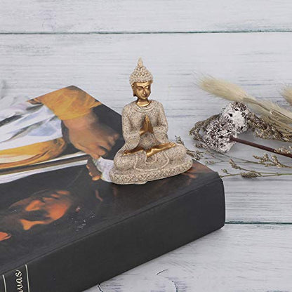Art Buddha Statue, Meditating Seated Buddha Statue Carving Figurine Craft for Home Garden Patio Deck Porch Yard Art Decoration Ornament (A)