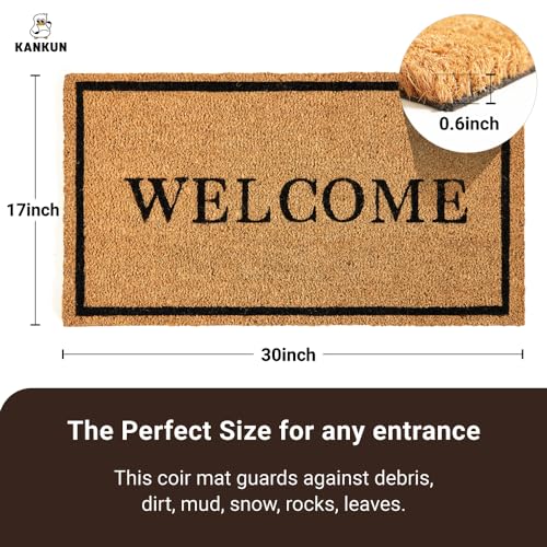 Coco Coir Door Mat with Heavy Duty Backing, Welcome Doormat (17" x 30"), Doormat Entrance (Welcome2-1Pack) - color: Welcome2 - 1pack