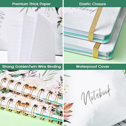 Ruled Notebook/Journal - Journal for Wemon, 8.5" X 6.4", College Ruled Spiral Notebook/Journal, Banded with Waterproof Hardcover, Exquisite Inner Pocket for School, Office & Home - color: green white
