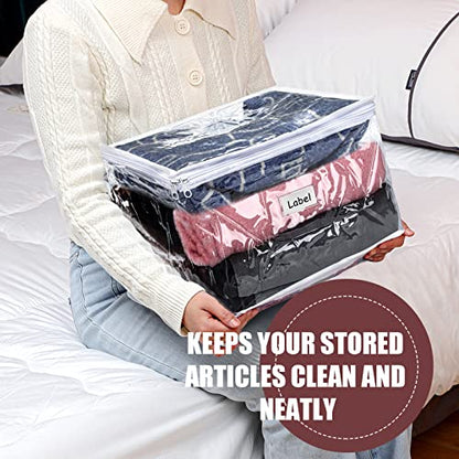 6pcs Clear Zippered Storage Bag Plastic Individual Sweater Storage Bag with Zipper Label Closet Clothing Organizer for Blanket Clothes Bed Sheet Comforter Quilt Pillow(12 x 12 x 12 Inch) - size: 12 x 12 x 12 Inch
