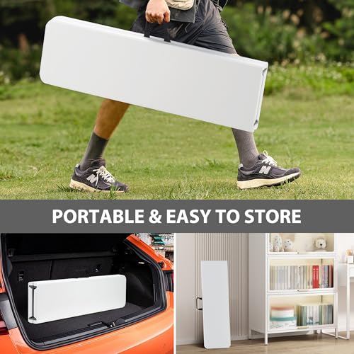 6ft Plastic Folding Bench with Carrying Handle & Lock, Portable Outdoor Bench in Garden Picnic Camping Dining Party Seat, Waterproof Bench for Soccer Activities, Firm and Durable (2Pack A) - size: 2Pack A