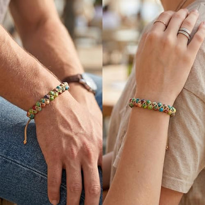Sriomu 7 Chakra Bracelets for Women Handmade Natural Jasper Stone Healing Bead Bracelet Women Men Boho Friendship Inspirational Jewelry Natural Jasper Stone Double Layer Healing Bead Jewelry Gifts - color: A-Colorful（Life)